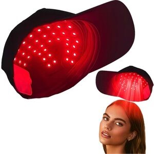 Red Light Cap Black Hat Unisex Design Four Modes Scalp Care